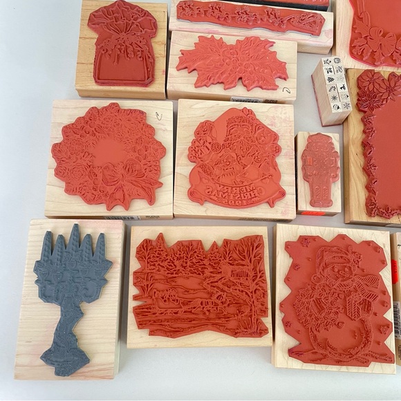 PSX Northwoods Magenta & Others Christmas Holiday Rubber Stamp Lot Winter Scene - Picture 7 of 13